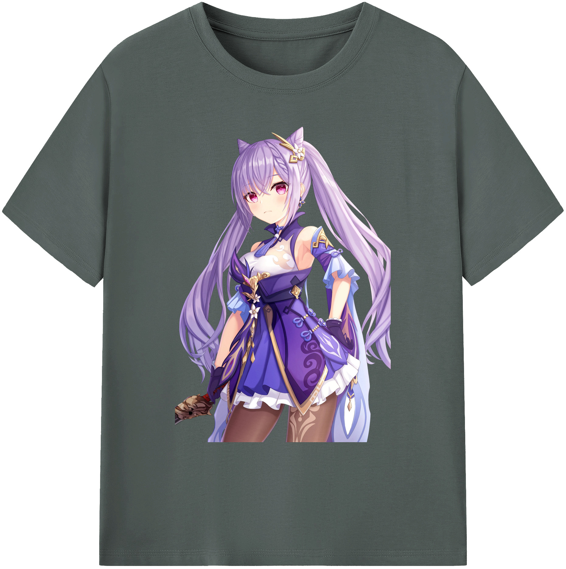 げんし神 刻晴 こくせい genshin Kokusei 綿100％ メンズ半袖Tシャツ｜肌触りやわらか＆通気性
